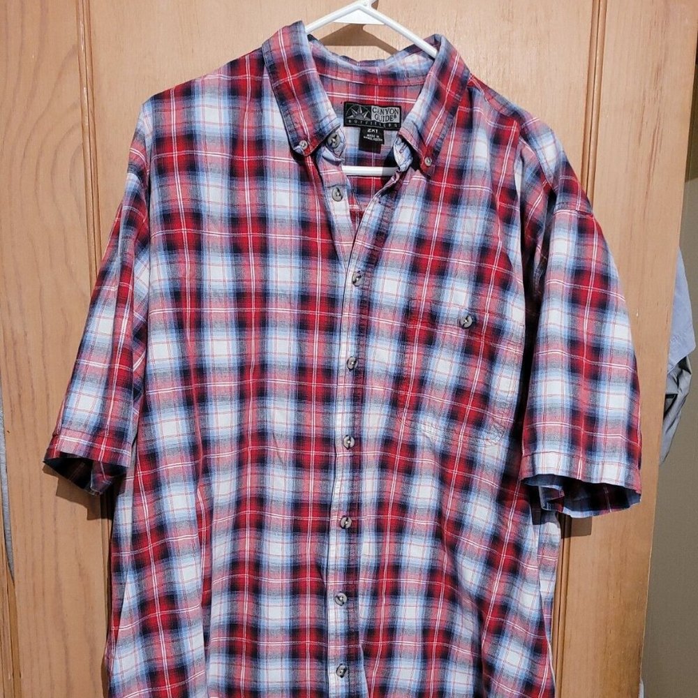 Canyon Guide Outfitters Men's Button Down Shirt Size 2XT Plaid Short Sleeve
